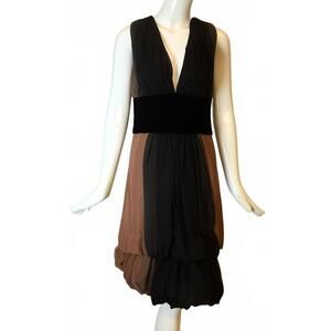 NEW REQUIEM women's chiffon velvet cocktail dress in velvet brown